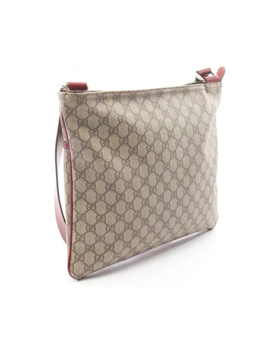 Gucci Shoulder Bag GG Supreme Beige Red Canvas Leather